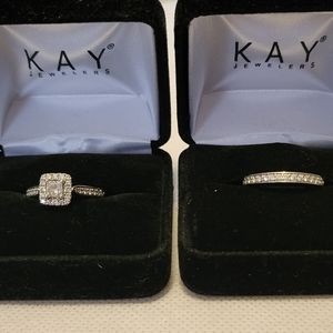 14 karat White gold Leo Diamond Size 6 Engagement and Wedding band